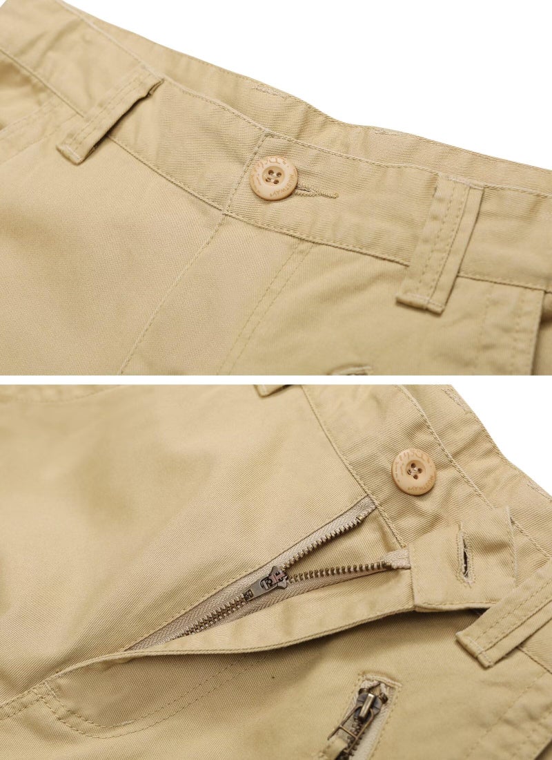 AKARMY Womens Cargo Pants with Pockets Outdoor Casual Ripstop Camo Military Combat Construction Work Pants Khaki - Image 3